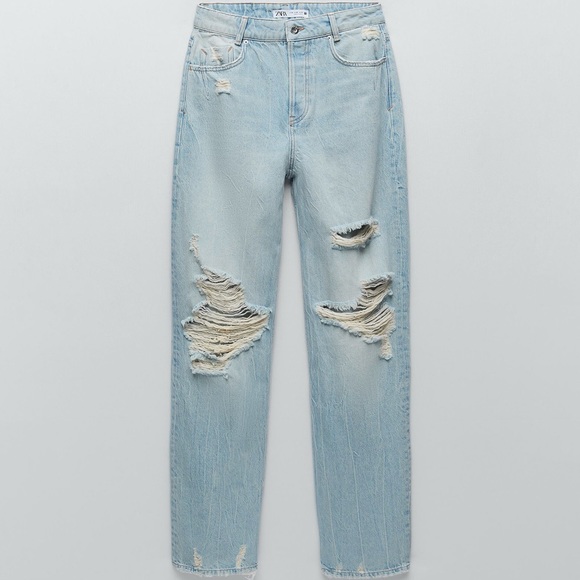 Zara Denim - Zara Z1975 RIPPED HIGH WAIST STRAIGHT JEANS